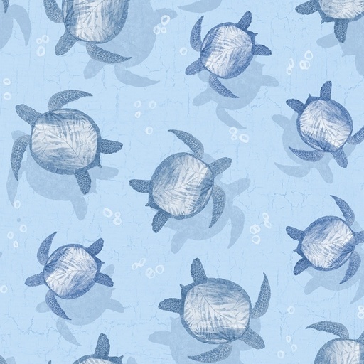 [LUM-W145-004517] Take Me to The Sea Sea Turtle Toss Aqua Blue by PDR Studios for Lumin Fabrics