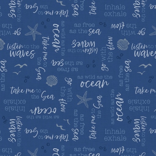 [LUM-W145-006570] Take Me to The Sea Word Toss Navy by PDR Studios for Lumin Fabrics