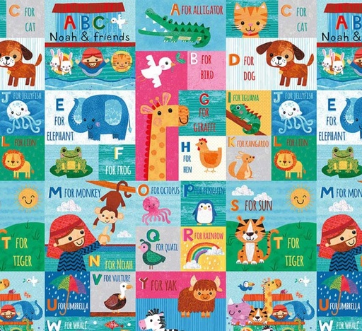[BLAN-4584-15] Noah and Friends Patchwork Multi by Lindsey Sagar for Blank Quilting