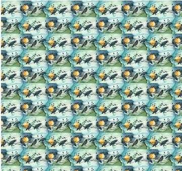 [NOR-28946-66] Raven's Call Border Stripe Teal Multi from Northcott
