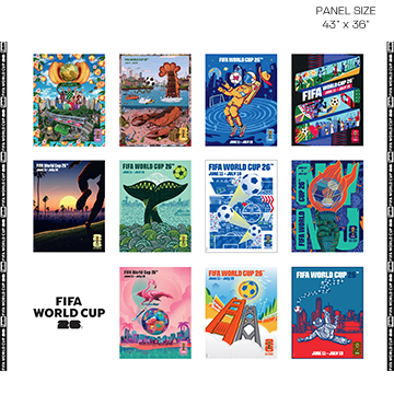 [NOR-FIFA131-10] FIFA Host Cities City Posters Panel White Multi from Northcott Fabrics