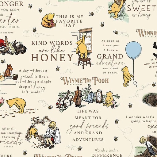 [RB-F17502-CREAM] Flannel Winnie the Pooh Quotes Cream from Riley Blake
