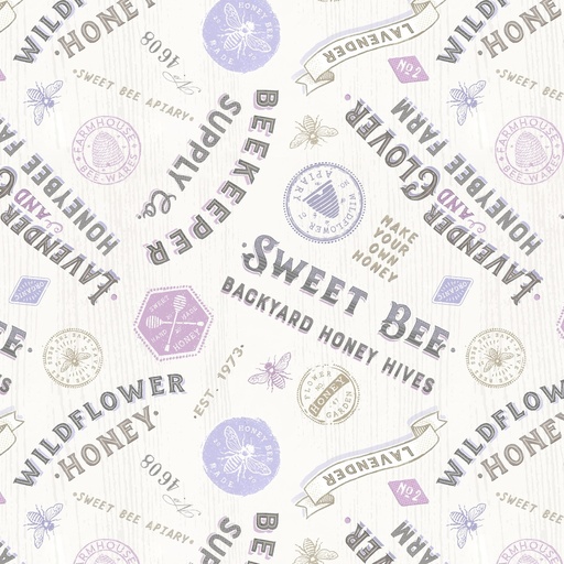 [LUM-W115-008-024] Sweet Honey Bee Titles & Labels Cream from Lumin Fabrics