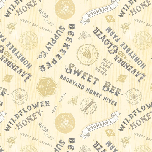 [LUM-W115-008-272] Sweet Honey Bee Titles & Labels Yellow from Lumin Fabrics