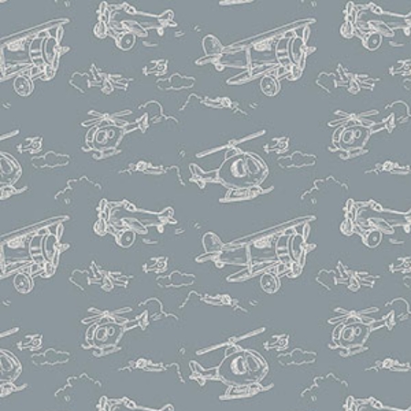 [NOR-91241-62] Soaring Dreams Planes Teal from Northcott Fabrics