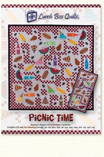 [LBQ-QP-PT-1] Picnic Time Machine Embroidery Pattern From Lunch Box Quilts