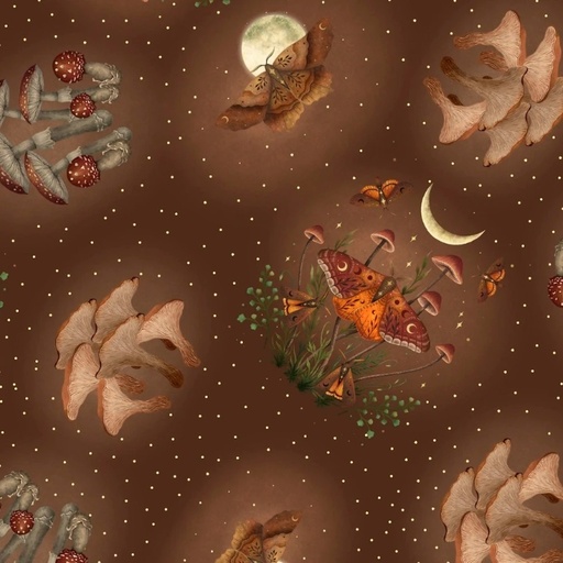 [BLAN-4812-39] Harvest Haunt Moths and Mushrooms Brown from Blank Quilting