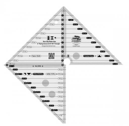 [CG-RMSFG4590] Multi Size 6 Inch Flying Geese & 45/90 Degree Triangle Ruler