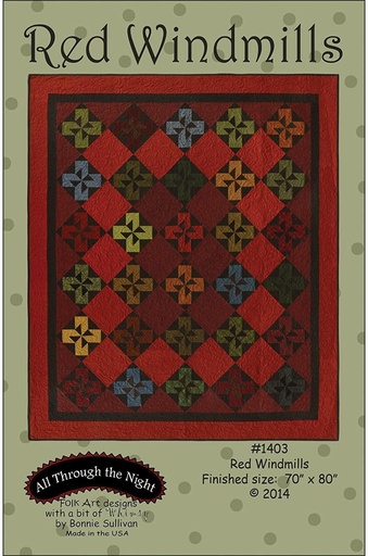 [ATN-1403] Red Windmills Pattern by Bonnie Sullivan for All Through The Night