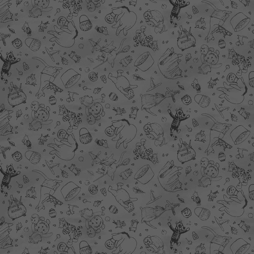 [SEF-9133-90] Haunted Acre Wood Tossed Bear Tonal Charcoal from Studio E
