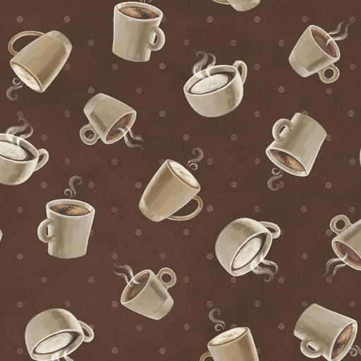 [LUM-W135-004-096] Coffee and Co Brown Expresso Tossed Cups from Lumin Fabrics