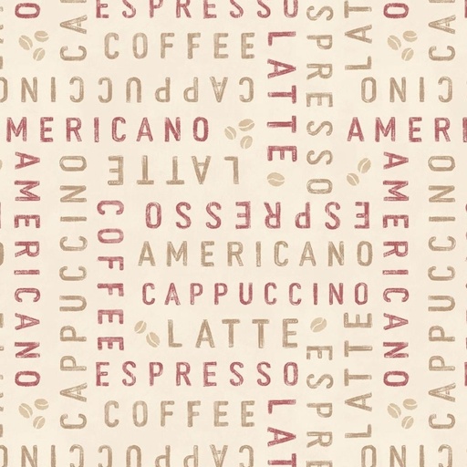 [LUM-W135-006-030] Coffee and Co Cream and Red Coffee Words from Lumin Fabrics