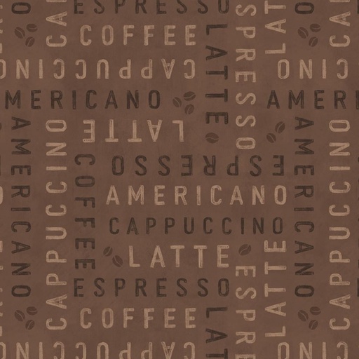 [LUM-W135-006-090] Coffee and Co Brown Coffee Words from Lumin Fabrics