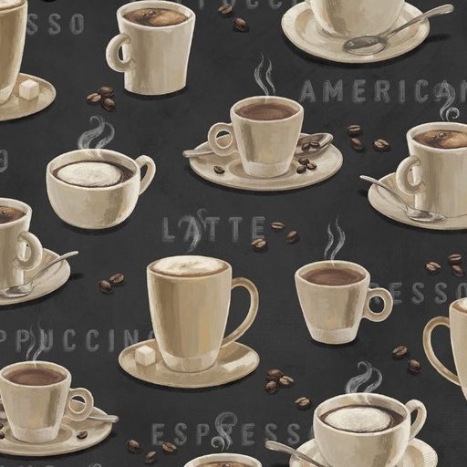 [LUM-W135-003-700] Coffee and Co Brown Cups Floating Cups from Lumin Fabrics