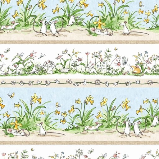 [COW-Y4747-55] Mouseplay Pictorial Stripe Multi Color from Clothworks Fabric