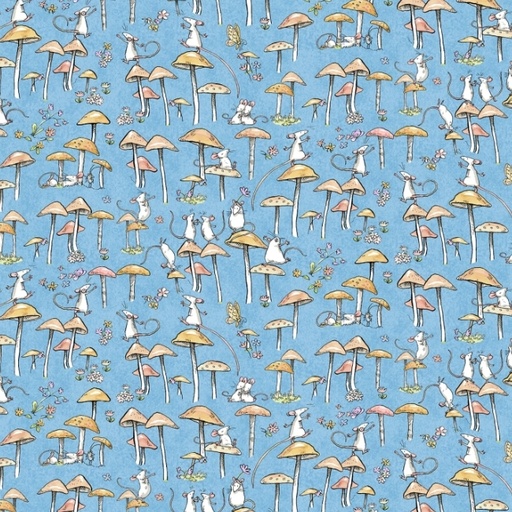 [COW-Y4750-88] Mouseplay Mushroom Dance Denim from Clothworks Fabric