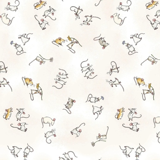 [COW-Y4752-1] Mouseplay Baby Mice White from Clothworks Fabric