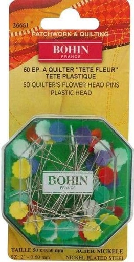 [BOH-26661] Bohin Flower Head Pins, 50 Ct. Assorted Colors