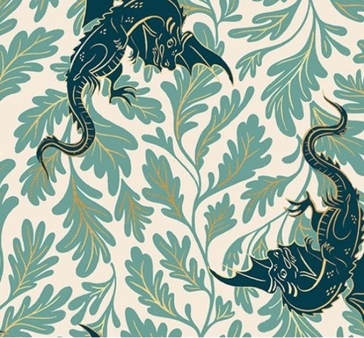 [MOD-RS2132-13M] Fireglow Metallic Watercrest Dragon from Moda Fabrics