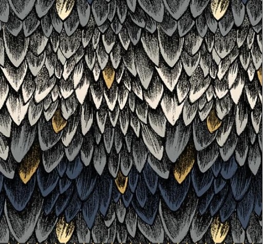 [MOD-RS2134-14M] Fireglow Metallic Smoke Feathers from Moda Fabrics