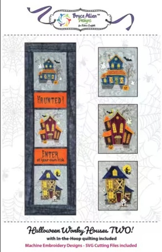 [FC-HWHTB] Halloween Wonky Houses Two Banner Machine Embroidery Designs by Bruce Allen Designs