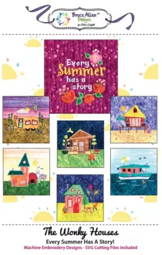 [FC-TWHSU] The Wonky Houses Table Runner - Summer Machine Embroidery Designs by Bruce Allen Designs