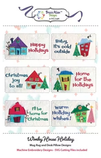 [FC-WHHMG] Wonky House Holiday Mug Rug and Pillow Designs by Bruce Allen