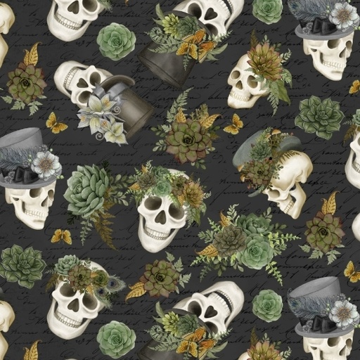 [LUM-W100-018-707] Dark Academia Skulls and Hats from Lumin Fabrics