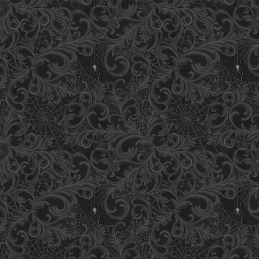 [LUM-W100-022-790] Dark Academia Charcoal Scrolls and Webs from Lumin Fabrics
