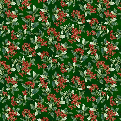 [HOF-7791-60G] Blooming Holidays Mistletoe Hunter Gold from Hoffman Fabrics