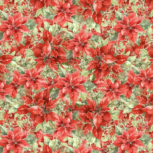 [LUM-W120-004-363] Feathered Festivities Packed Poinsettias Multi from Lumin Fabrics