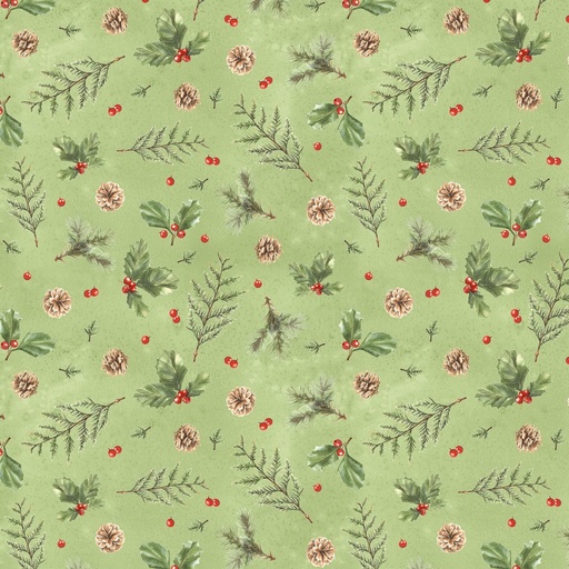 [LUM-W120-007-663] Feathered Festivities Holly & Pine Green from Lumin Fabrics