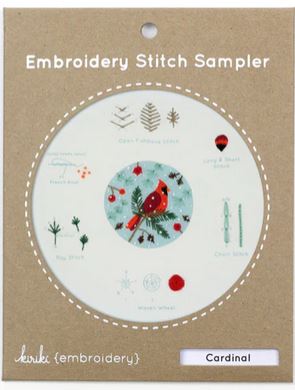 [KP-CardEmb] Embroidery Stitch Sampler Cardinal by Kiriki Press