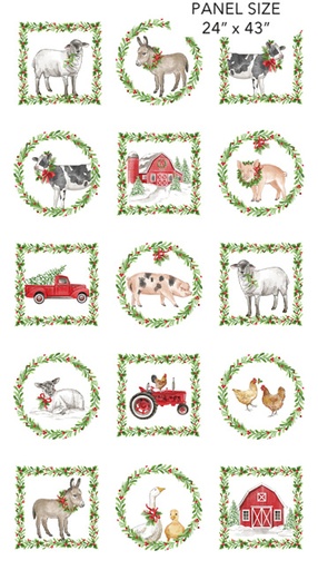 [NOR-28800-10] Barnyard Christmas Block Panel from Northcott Fabrics