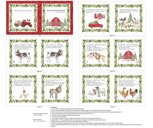 [NOR-DP28810-10] Barnyard Christmas Soft Book Panel from Northcott Fabrics