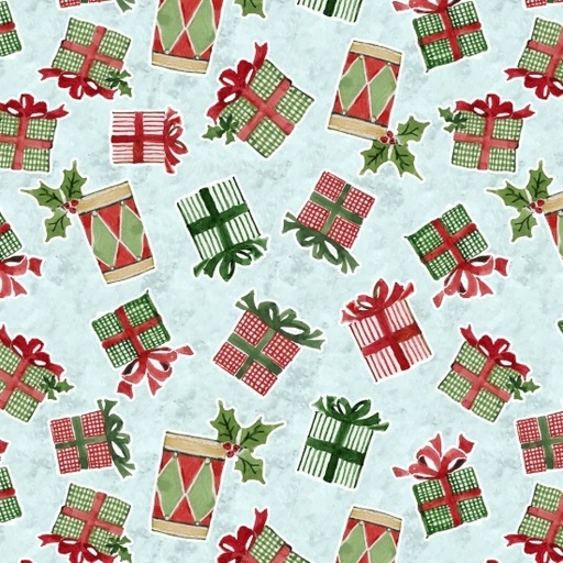 [LUM-W105-035-563] Snowy Greetings Present Toss-Blue Presents from Lumin Fabrics