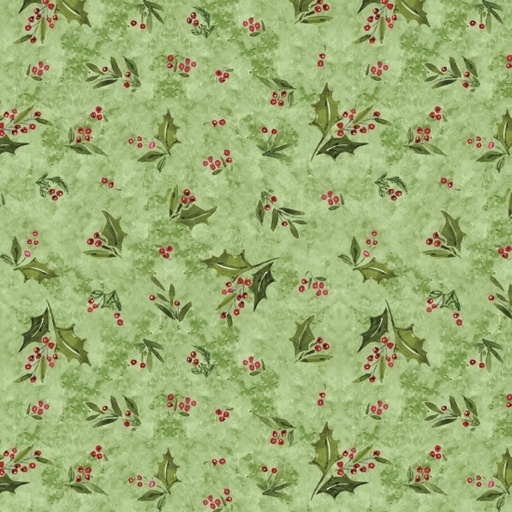[LUM-W105-036-636] Snowy Greetings Holly Toss-Green from Lumin Fabrics