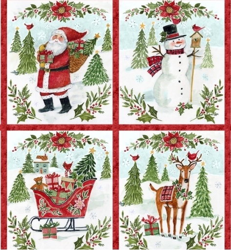 [LUM-W105-029-306] Snowy Greetings Banner Multi Panel from Lumin Fabrics