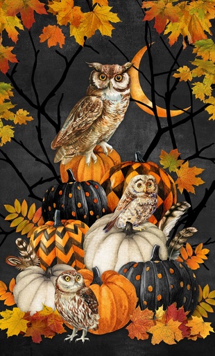 [NOR-DP28842-96] Night Owl Panel Charcoal Multi from Northcott Fabrics