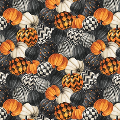 [NOR-DP28848-96] Night Owl Packed Pumpkins Charcoal Multi from Northcott Fabrics