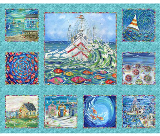 [3W-24160-PNL] Seaside Summer Panel from 3 Wishes Fabric