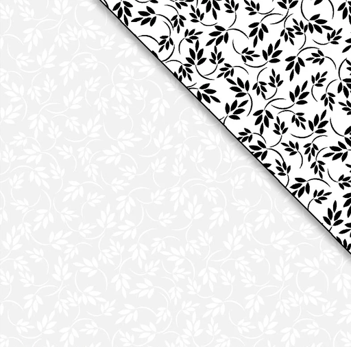 [PB-RA11-772-W] Ramblings 11 Leaves White on White from P&B Textiles