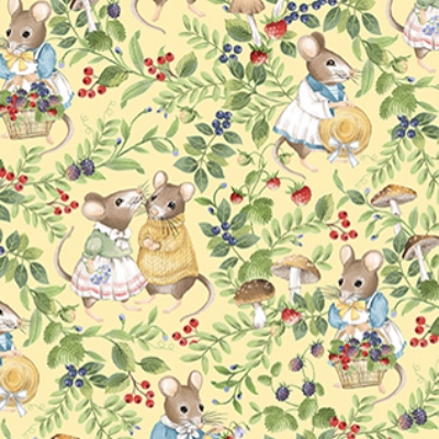 [NOR-DP29006-52] Country Mouse Scenic Mice Yellow Multi from Northcott Fabrics