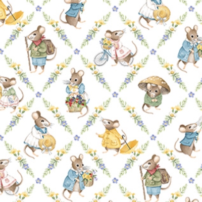 [NOR-DP29008-10] Country Mouse Diamond Grid White Multi from Northcott Fabrics