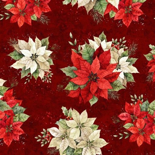[LUM-W110-007-330] Poinsettia Radiance Poinsettia Bouquets Dark Red from Lumin Fabrics