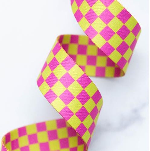 [SS-CWEB-60] Webbing Checker Citron 1.5" from Stitch Supply