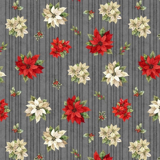 [LUM-W110-008-730] Poinsettia Radiance Poinsettia Toss Gray from Lumin Fabrics