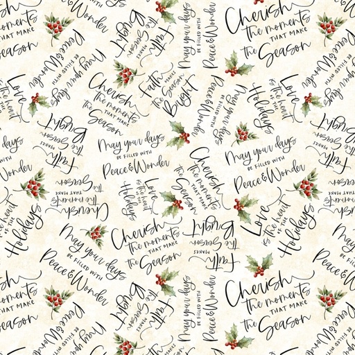 [LUM-W110-010-076] Pointsettia Radiance Word Toss Cream from Lumin Fabrics