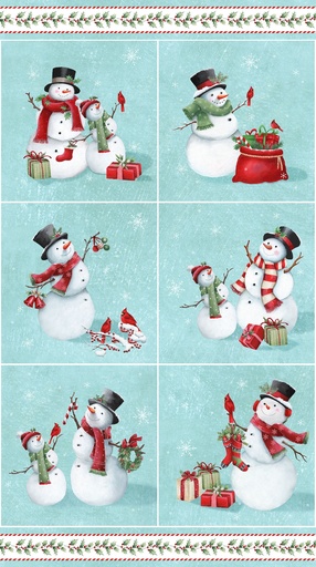 [NOR-28812-64] Holly Jolly Blocks Panel Turquoise Multi from Northcott