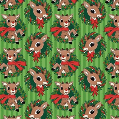 [NOR-RD1002-73] Rudolph the Red-Nosed Reindeer Rudolph Wreath Green from Northcott Fabrics